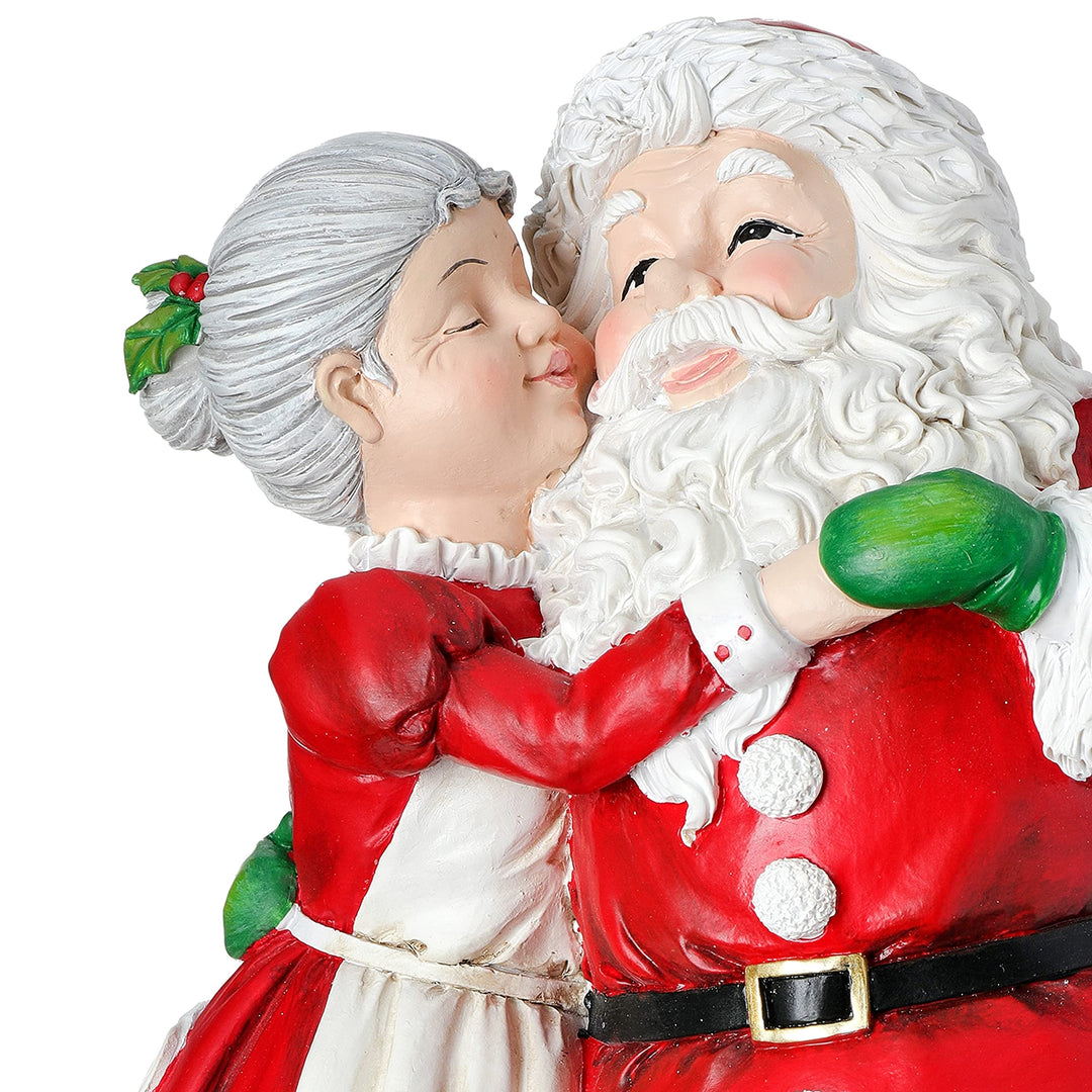 12" Resin Mrs Claus Kissing Santa Red - Diamond Home USA