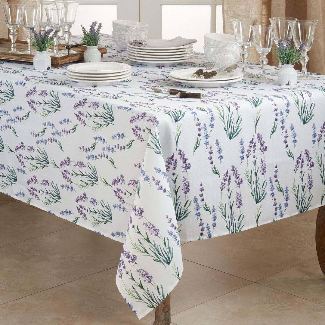 SARO LIFESTYLE Lavender Print Tablecloth Lavender 65"x104" - Diamond Home USA