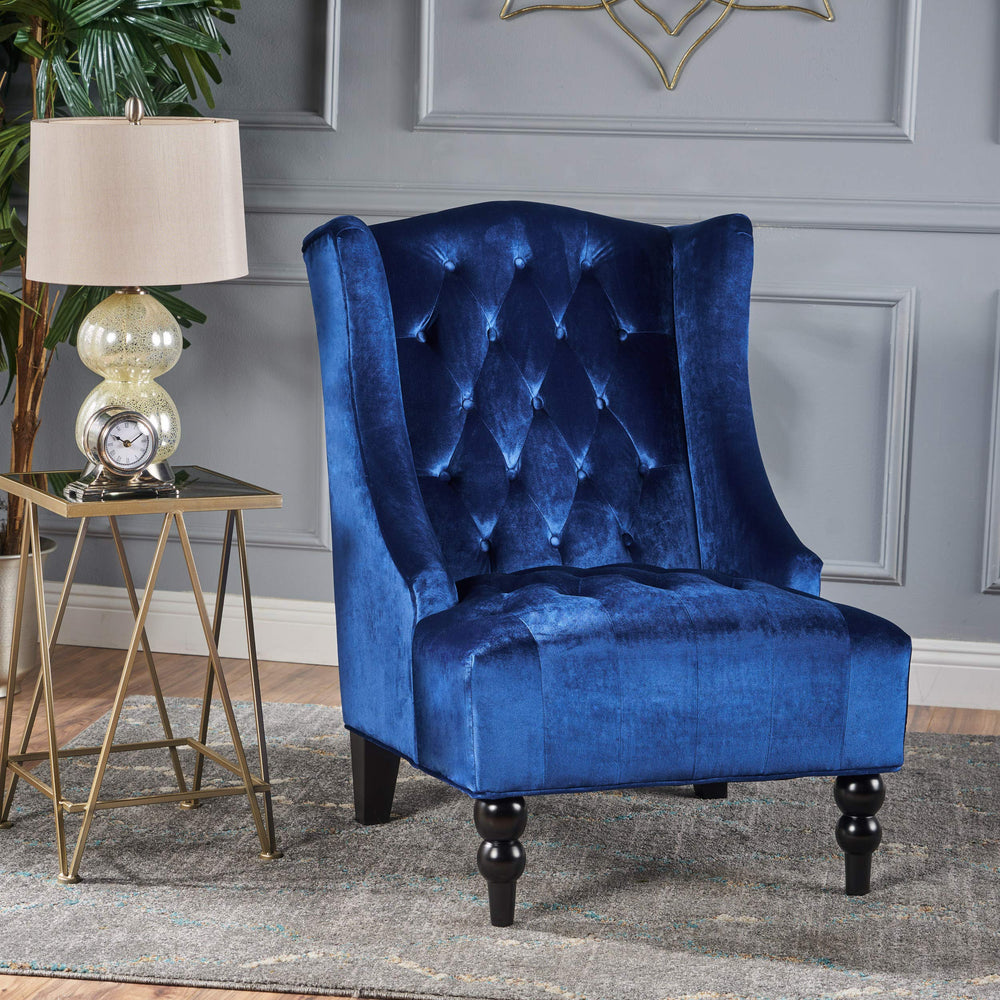 Christopher Knight Home Toddman High-Back Velvet Club Chair Navy Blue - Diamond Home USA