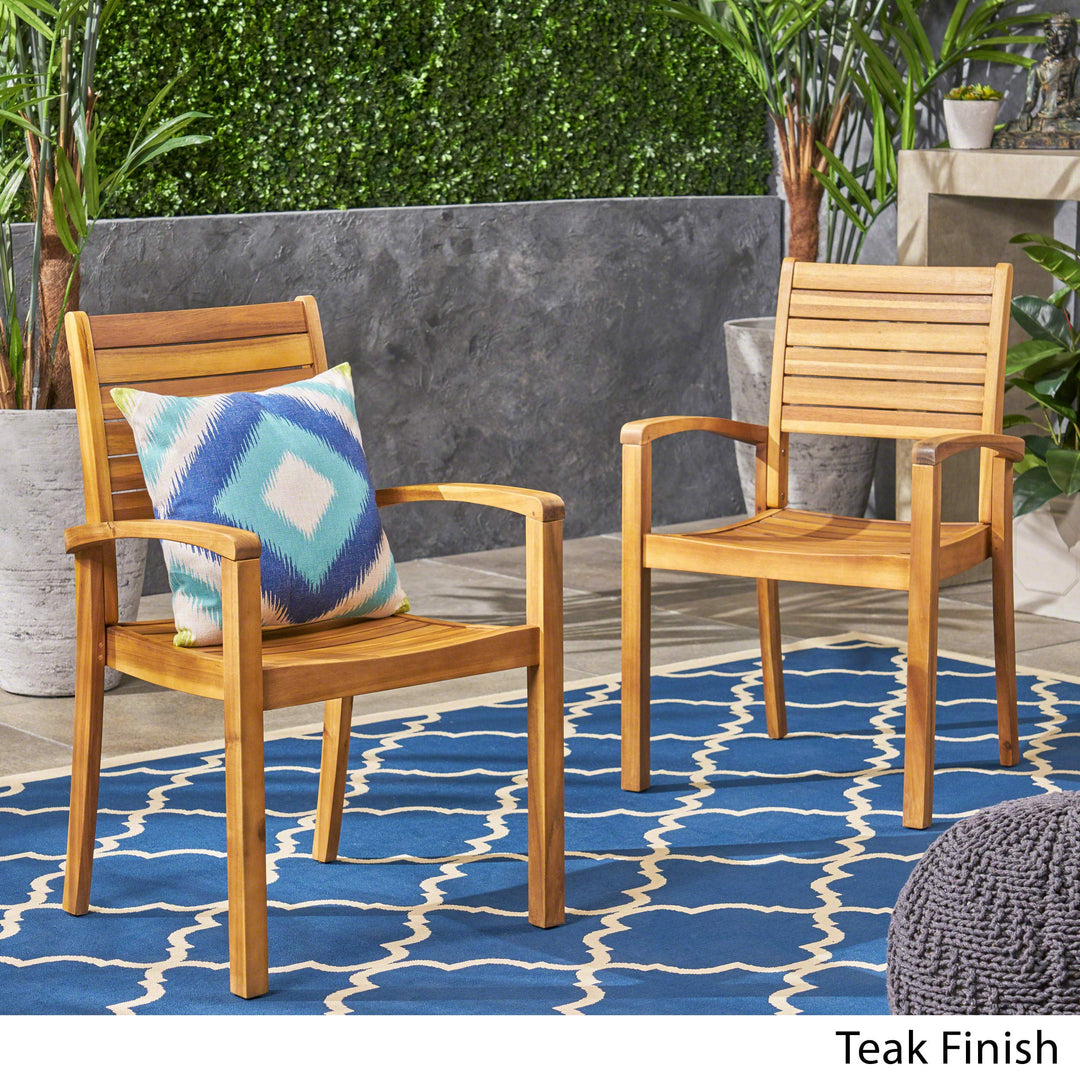 Christopher Knight Home Watts Outdoor Acacia Wood Dining Chairs Teak Finish (Set - Diamond Home USA