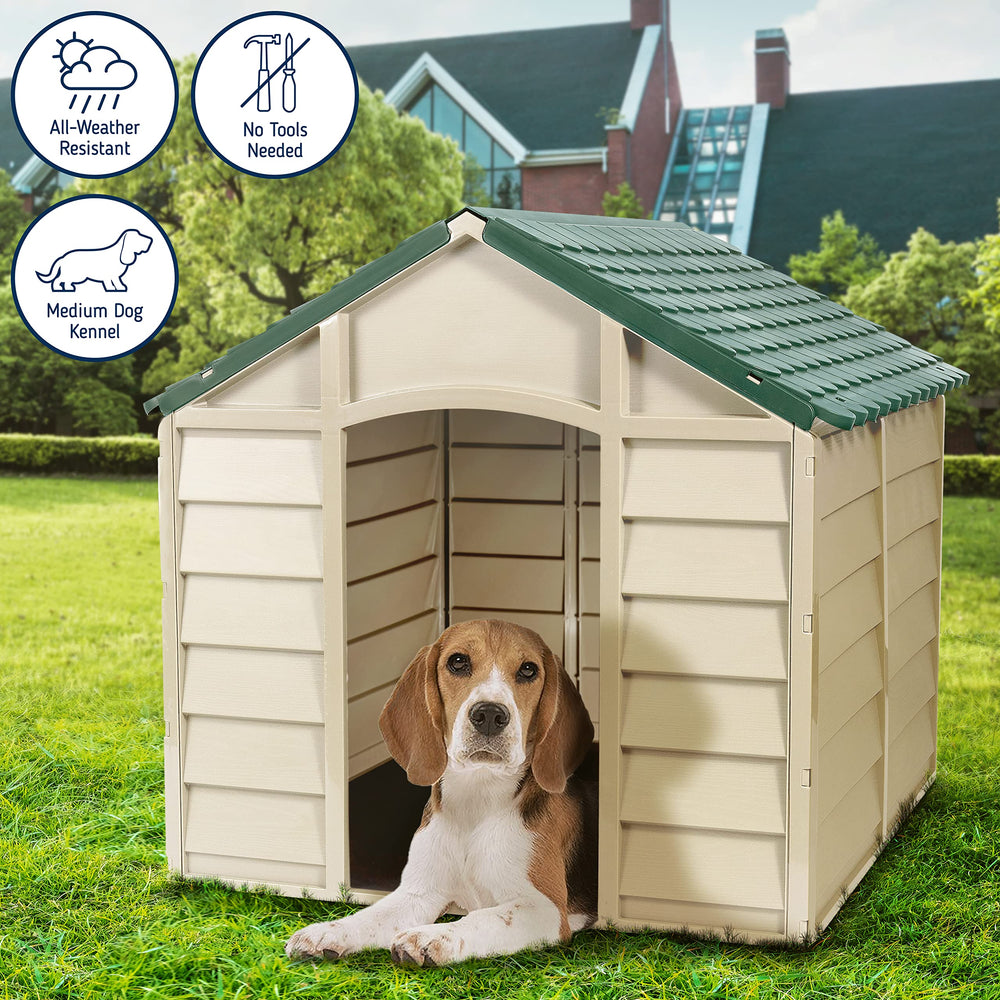 Starplast Small Dog Kennel: 1 Outdoor Plastic Pet House Weather & Water - Diamond Home USA