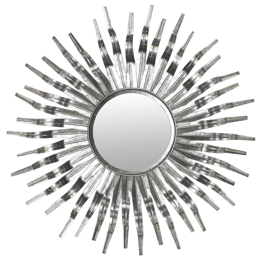 Large Silver Sunburst Mirror Midcentury Bursting Round Decorative Wall Mounted - Diamond Home USA