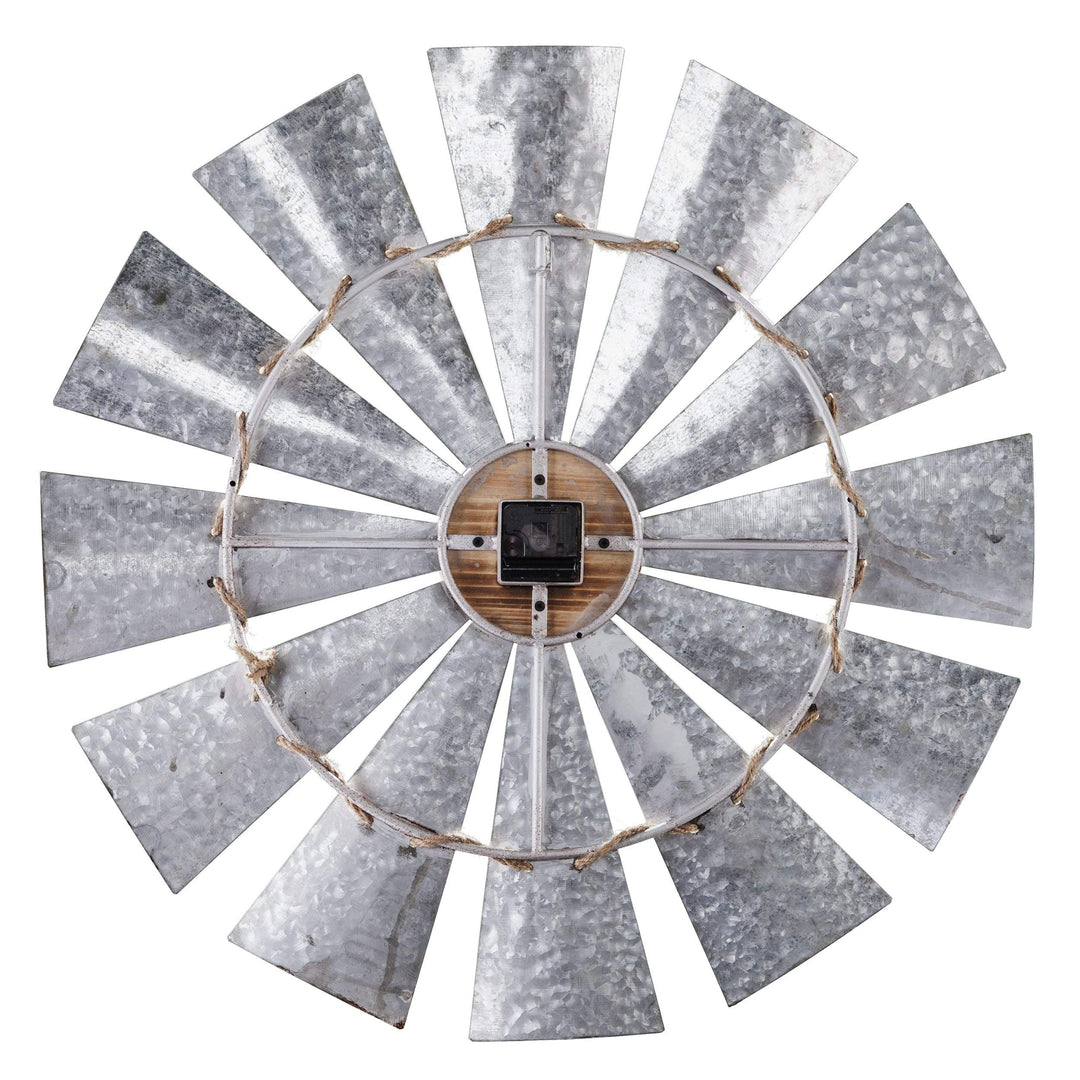 Grey Black Windmill Clock Oversized Rustic Farmhouse Theme Western French - Diamond Home USA