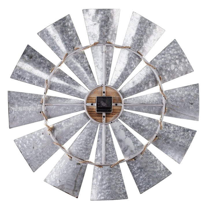 Grey Black Windmill Clock Oversized Rustic Farmhouse Theme Western French - Diamond Home USA