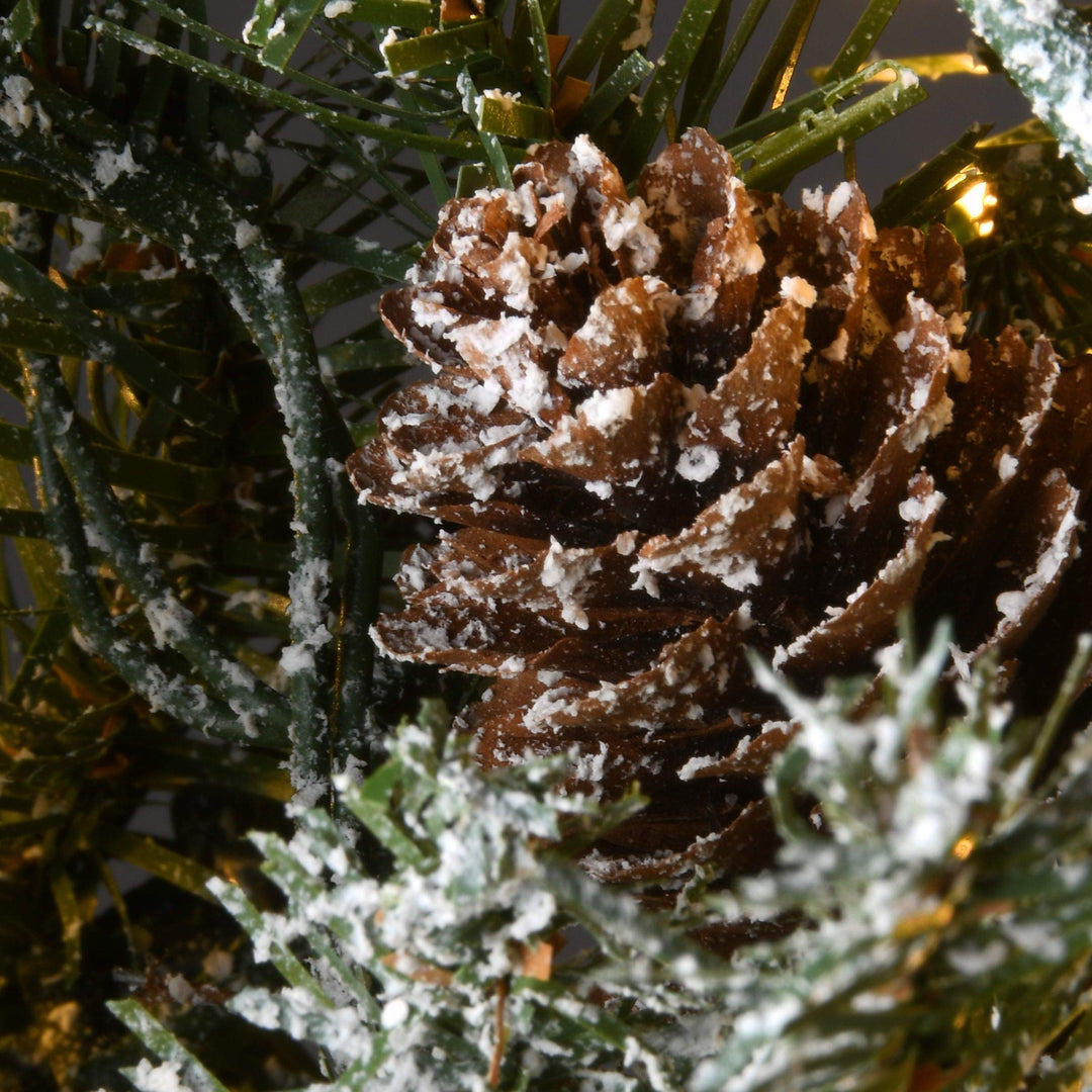 24" Snowy Spruce Wreath with Dual Color Led Cosmic Lights Green Led - Diamond Home USA