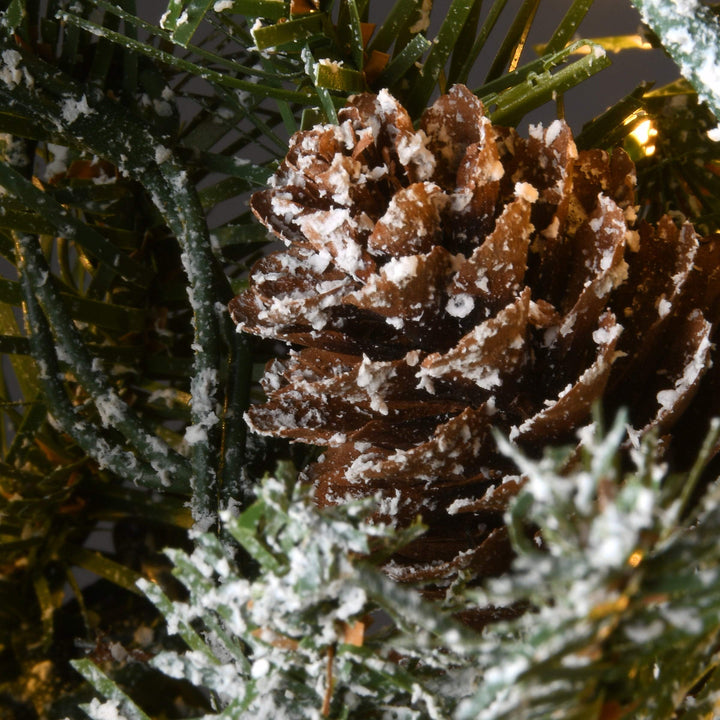 24" Snowy Spruce Wreath with Dual Color Led Cosmic Lights Green Led - Diamond Home USA