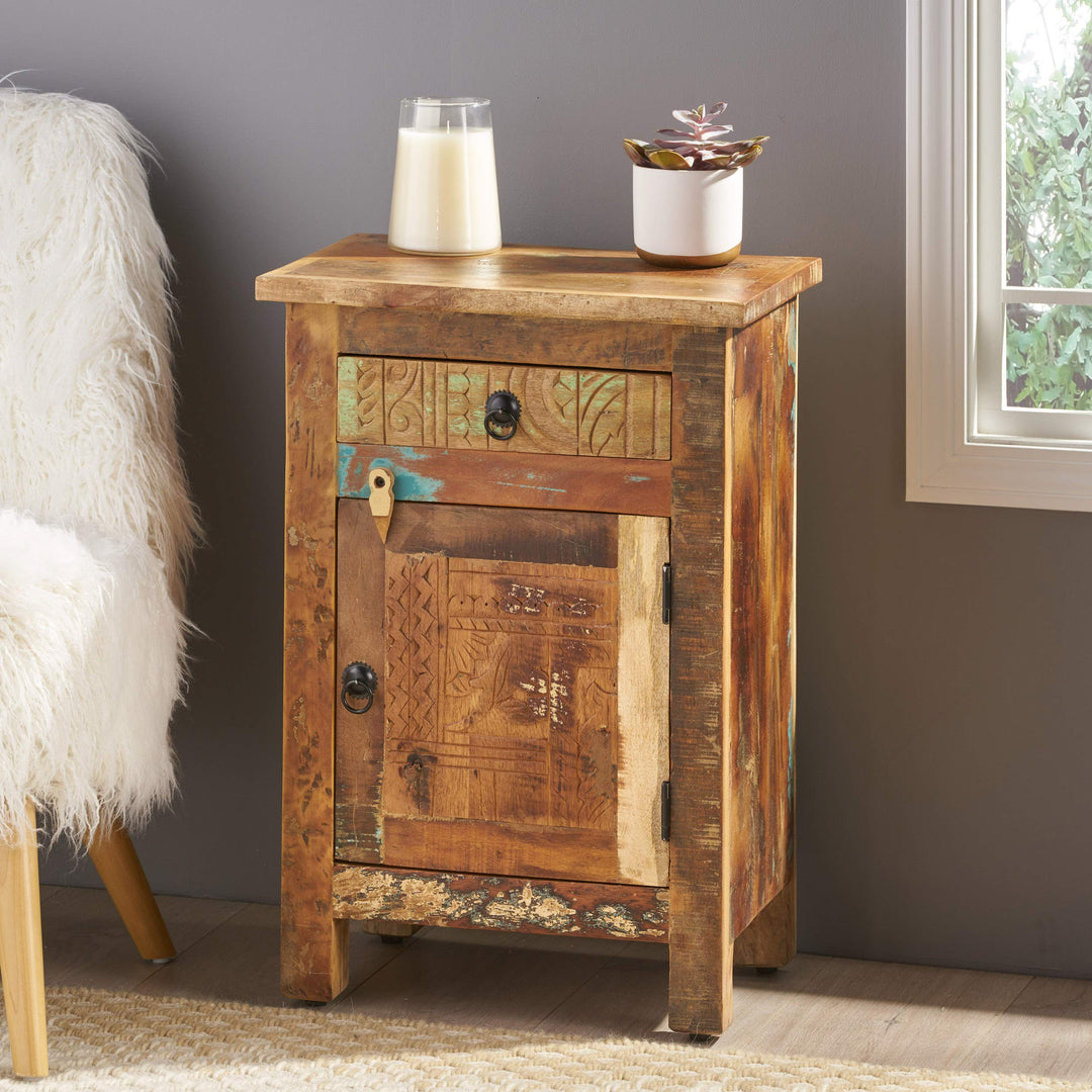 GDFStudio Distressed End Table Distressed Paint - Diamond Home USA