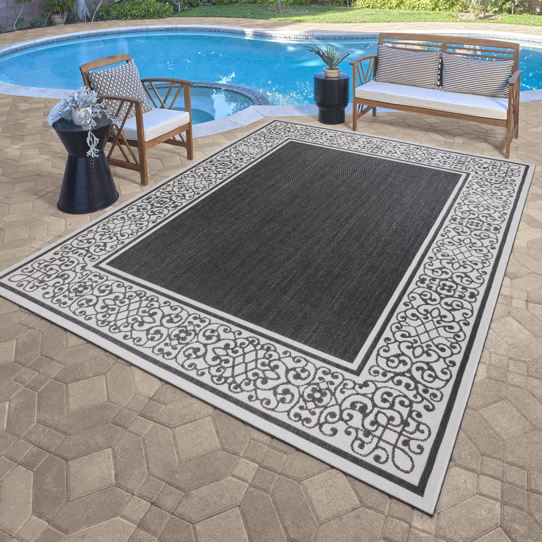Gertmenian Indoor Outdoor Classic Flatweave Area Rug Stain & UV Resistant Carpet 8'9" x 13'1" - Diamond Home USA