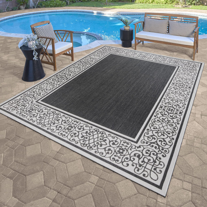 Gertmenian Indoor Outdoor Classic Flatweave Area Rug Stain & UV Resistant Carpet 8'9" x 13'1" - Diamond Home USA