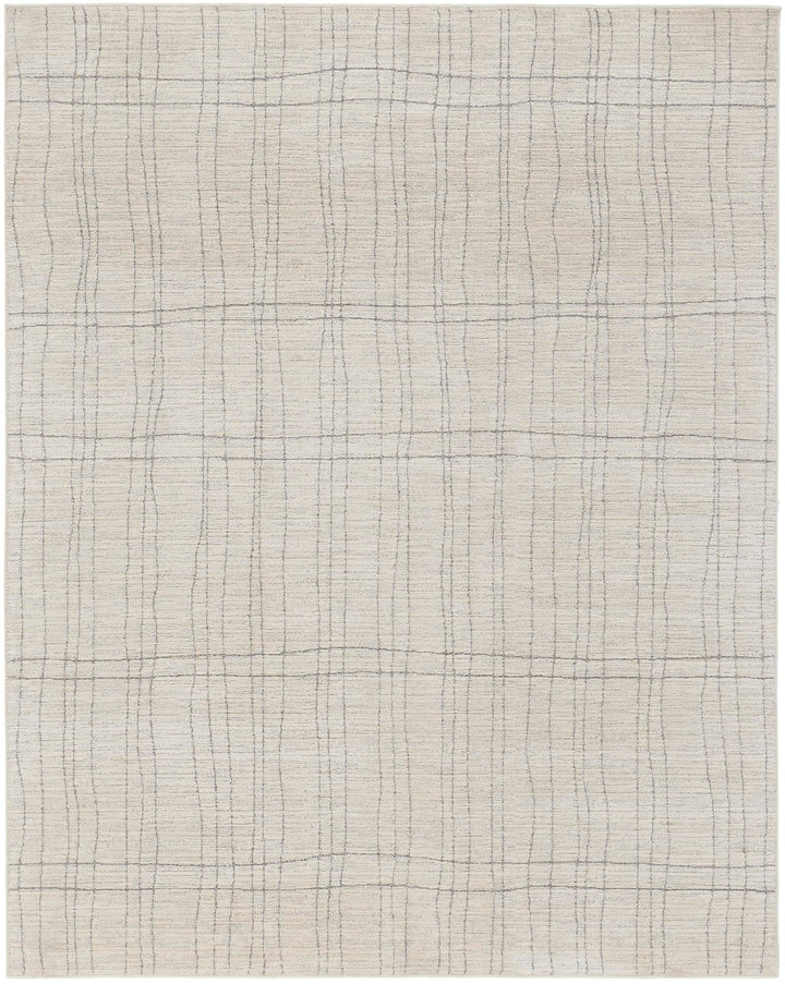 Nourison Andes Modern Ivory Grey 7'10" x 9'10" Area Rug Easy Cleaning Non - Diamond Home USA