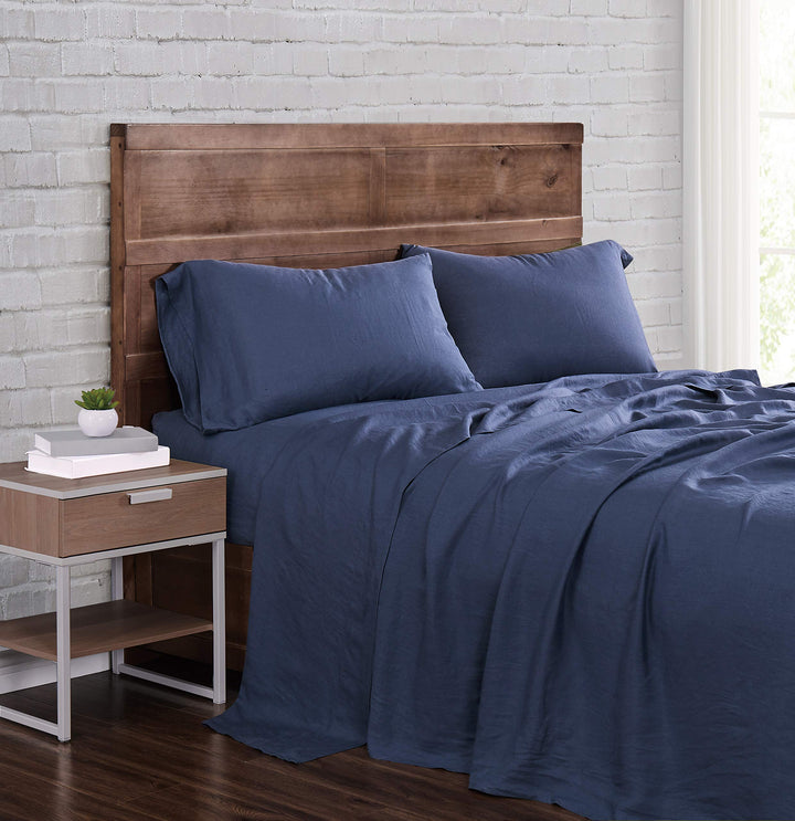 Brooklyn Loom Flax Linen Sheet Set Queen Navy Navy - Queen