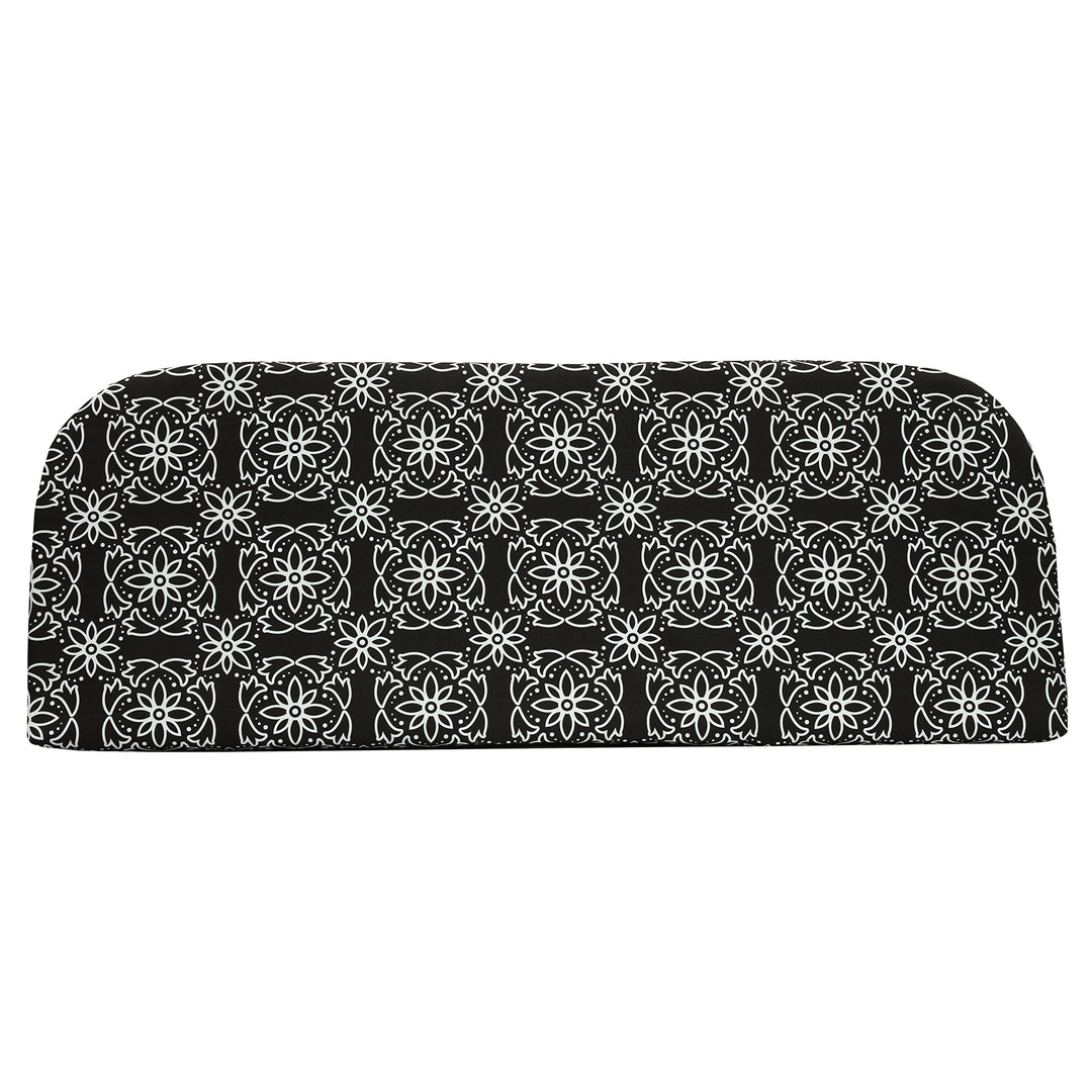 Outdoor Medallion Print Bench Seat Cushion 48 X 18 in Black 48" 18" Geometric - Diamond Home USA