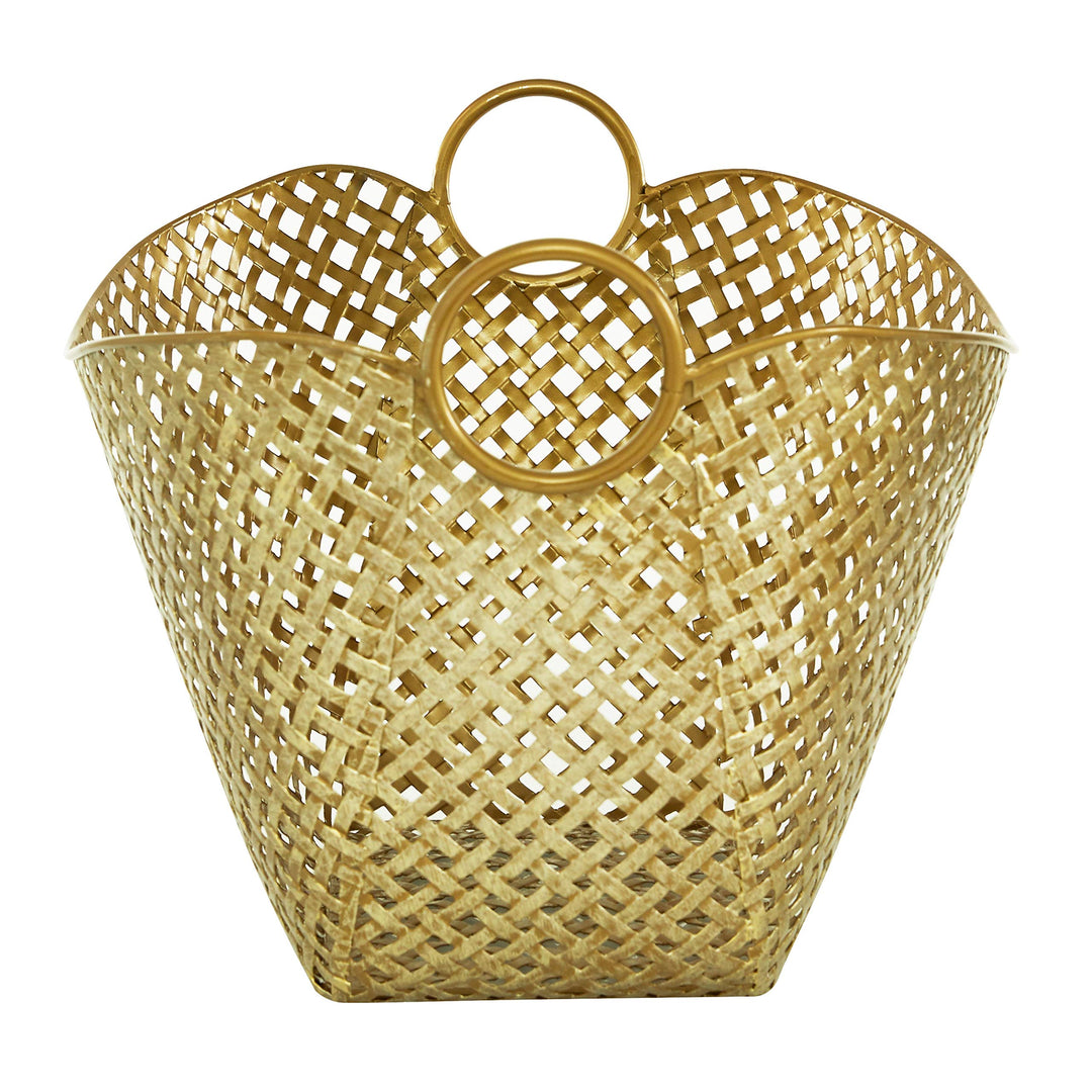 Large Gold Metal Basket 16.75" X 11.5 17 X 13 11 - Diamond Home USA