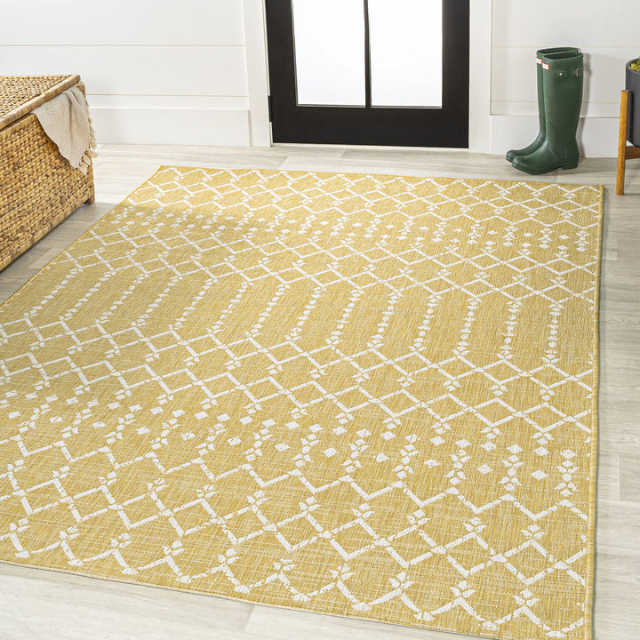 JONATHAN Y Trebol Moroccan Geometric Textured Weave Indoor/Outdoor Area Rug