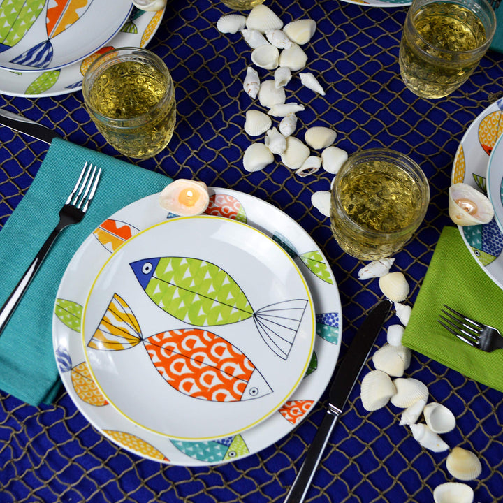 Euro Ceramica FreshCatch 12 Piece Dinnerware Set Service for 4 - Stoneware - Diamond Home USA