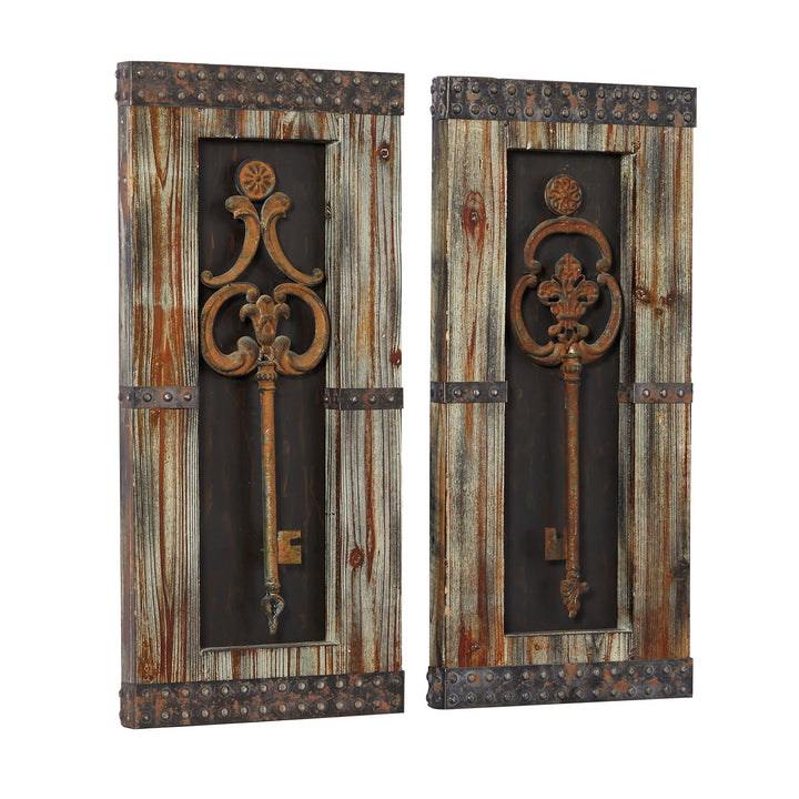 Brown Fir Rustic Wall (Set Of 2) Iron - Diamond Home USA
