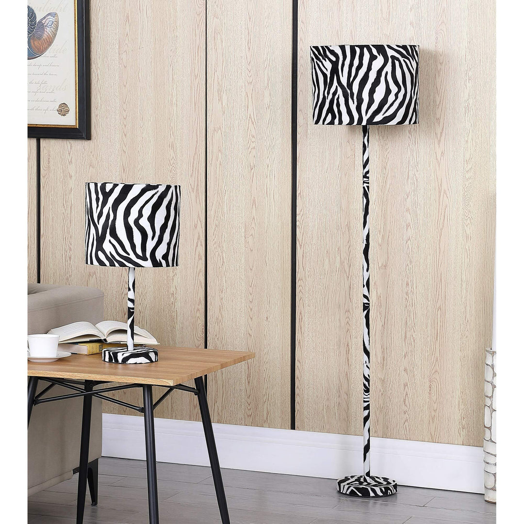 59 in. Suede Zebra Print Floor Lamp White Modern Contemporary - Diamond Home USA