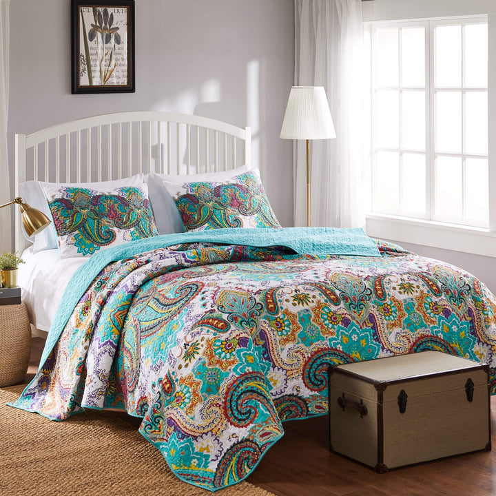 Greenland Home Nirvana Quilt Set King/California King (3 Piece) Teal - Diamond Home USA