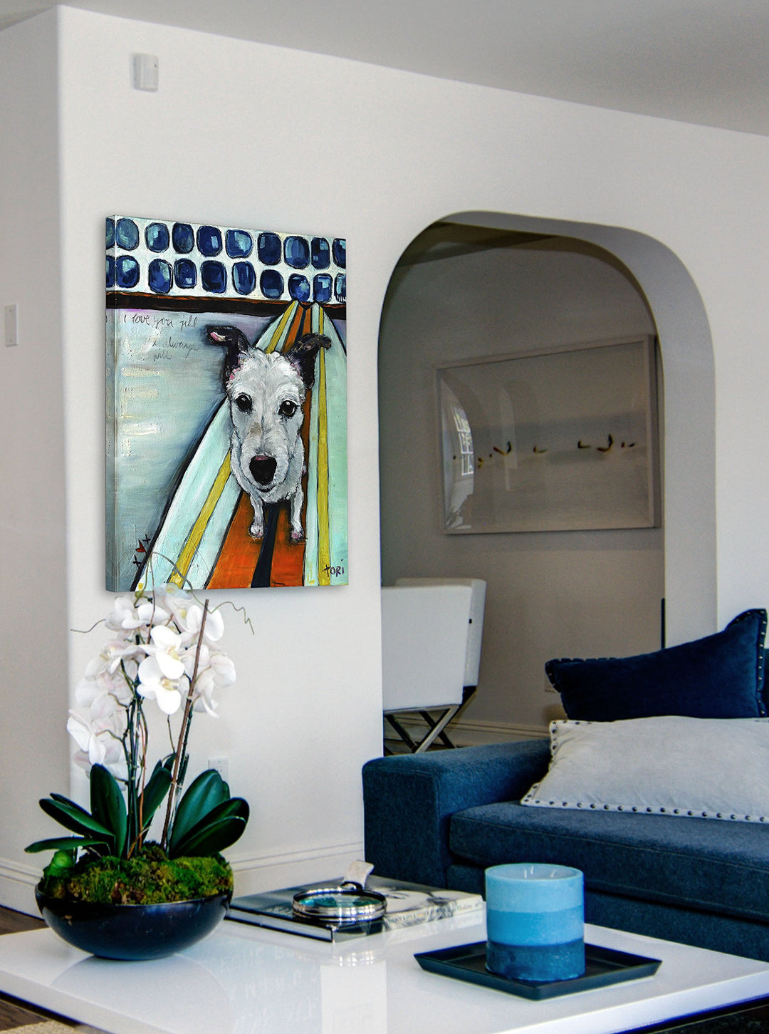 Marmont Hill 12x18 Dog on Surfboard by Tori mpisi Painting Print on Wrapped - Diamond Home USA