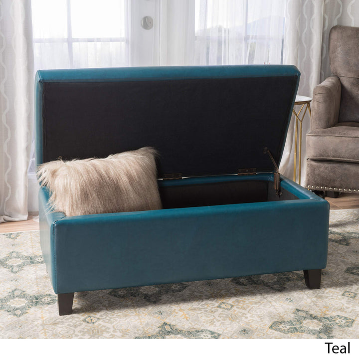 Christopher Knight Home Breanna Leather Storage Ottoman Teal - Diamond Home USA