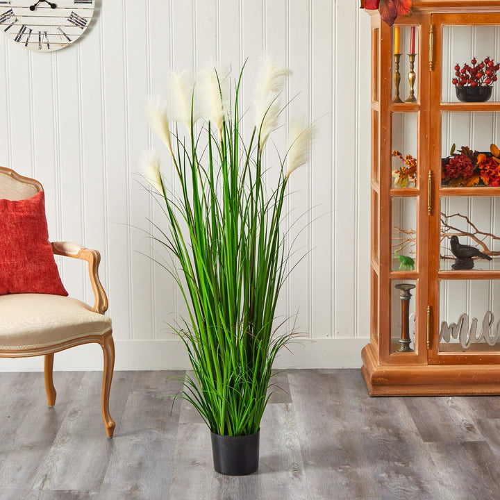 4.5' Plum Grass Artificial Plant 5" Black - Diamond Home USA