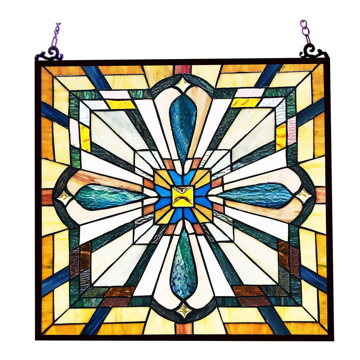 Mission-Design/Look Glass Window Panel/suncatcher Multi Color Traditional Square - Diamond Home USA