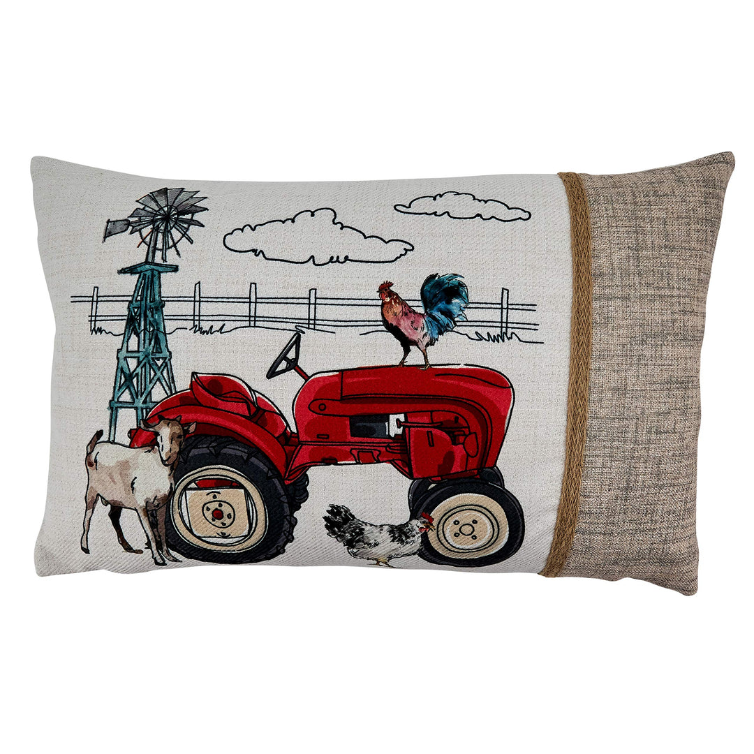 SARO LIFESTYLE Deere Collection Farm Tractor Throw Pillow with Poly Filling 13"x20" - Polyester