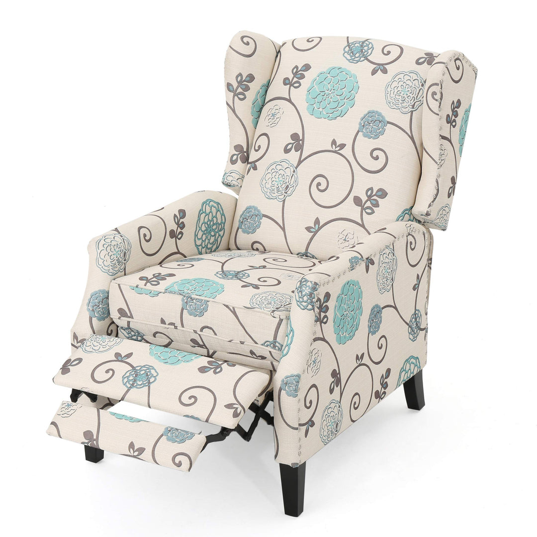 Christopher Knight Home Ellyn abric Recliner (Set of 2) Light Beige with Blue - Diamond Home USA