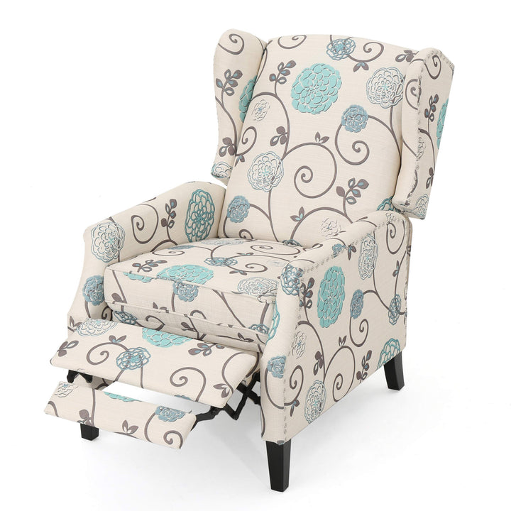 Christopher Knight Home Ellyn abric Recliner (Set of 2) Light Beige with Blue - Diamond Home USA