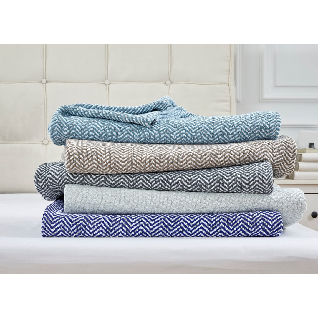 Melange Home Everyday Blanket Collect Yarn Dyed Cotton Blanket Taupe Full - - Diamond Home USA