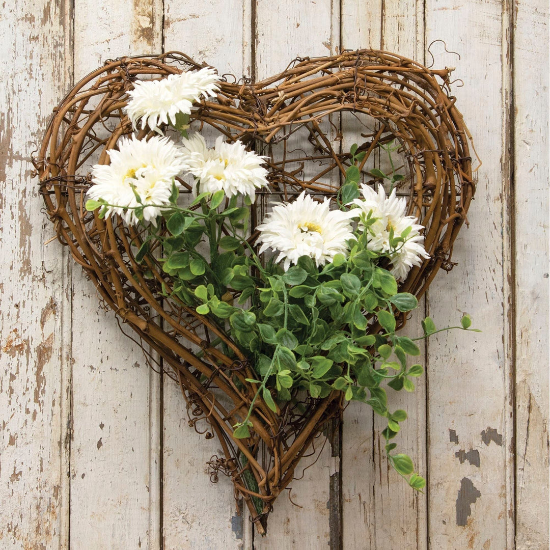 Wispy Grapevine Wall Heart Brown Farmhouse Metal Antique - Diamond Home USA