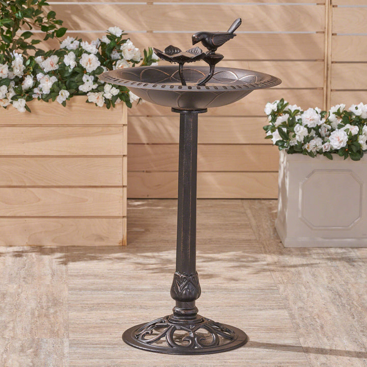 Christopher Knight Home Anessa Outdoor Aluminum and Iron Bird Bath Shiny Copper - Diamond Home USA
