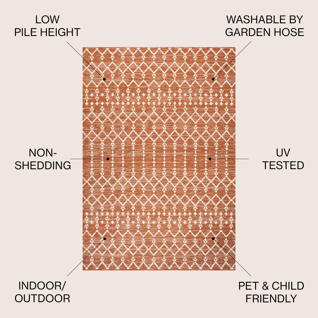 JONATHAN Y Trebol Moroccan Geometric Textured Weave Indoor/Outdoor Area Rug