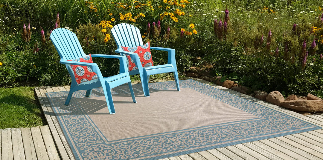 Gertmenian Indoor Outdoor Area Rug Classic Flatweave Washable Stain & UV 8'9" x 13'1" - Diamond Home USA