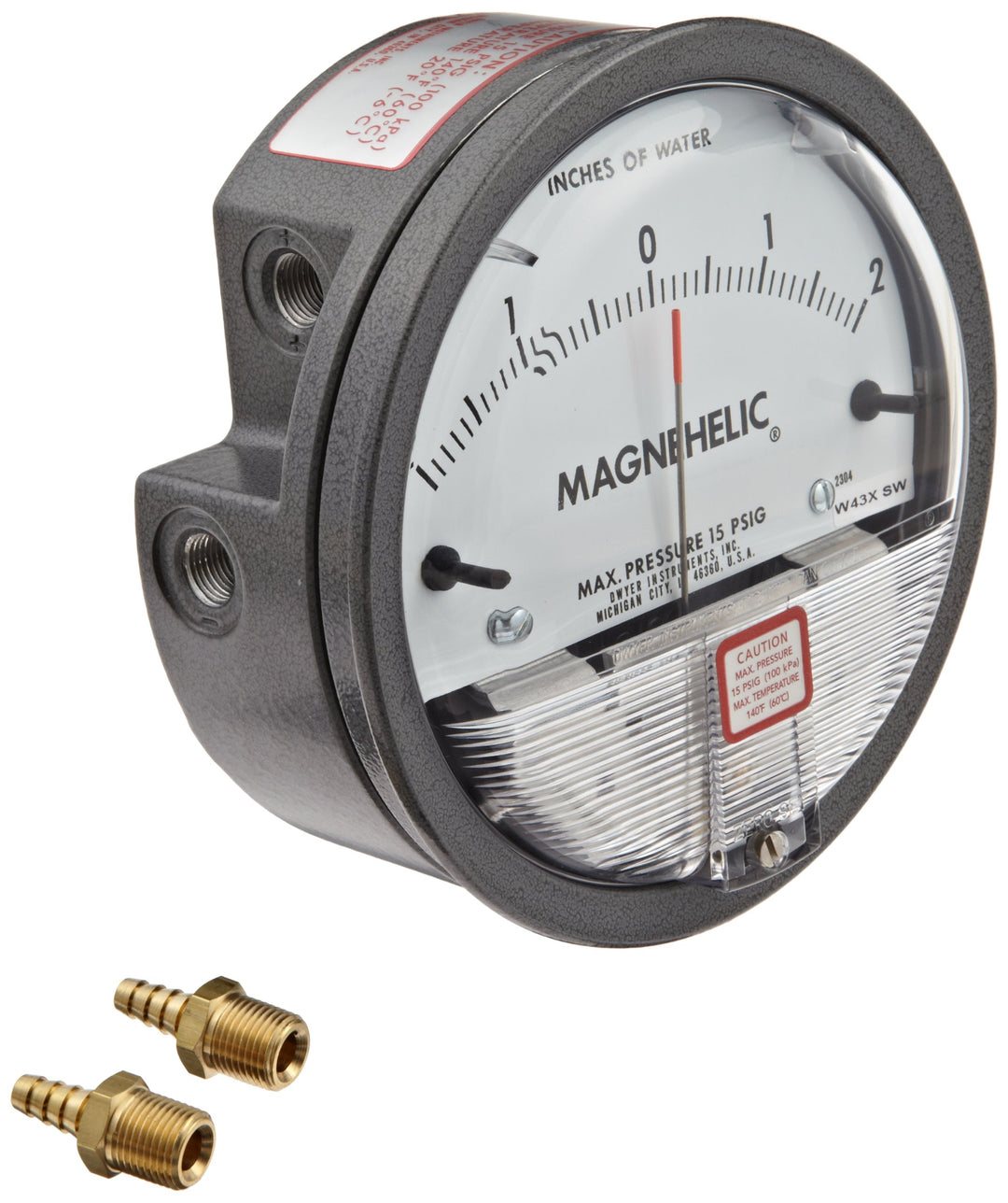 Dwyer® Magnehelic® Differential Pressure Gage 2304 Zero Center Range: 2-0-2" - Diamond Home USA