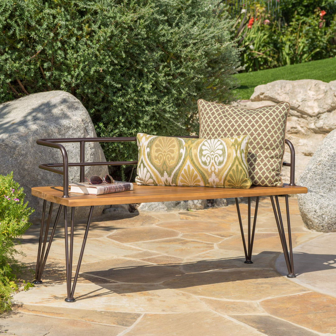 Christopher Knight Home Lastoro Outdoor Industrial Rustic Iron and Acacia Wood - Diamond Home USA