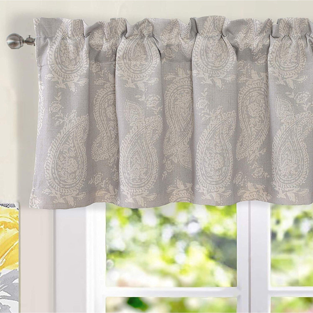 Paisley Block Print Linen Blend Window Curtain Valance - 52'' Width X 18''