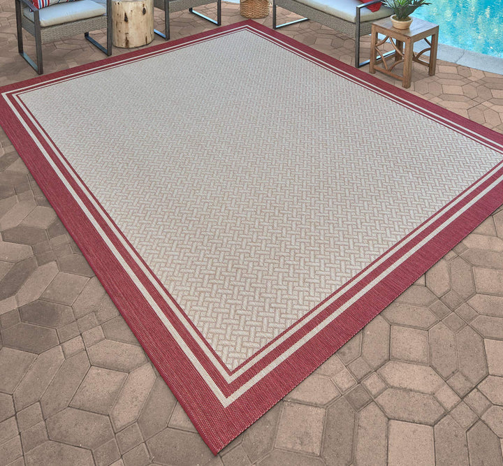 Gertmenian Indoor Outdoor Classic Flatweave Area Rug Stain & UV Resistant Carpet 7'10" x10'