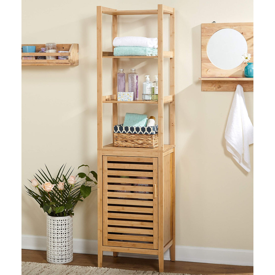 Natural Bamboo Linen Tower Tan Modern Contemporary Transitional Finish