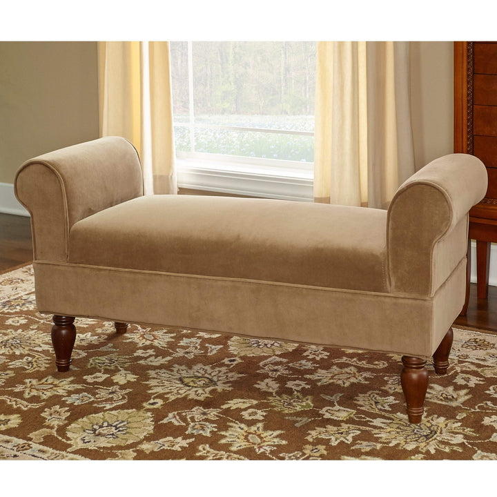 Classic Light Brown Microfiber Bench Solid Modern Contemporary Traditional