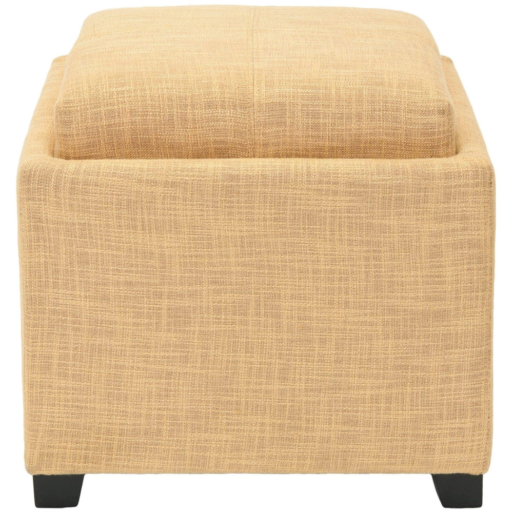 Storage Gold Viscose Tray Ottoman Transitional Solid Square Fabric Upholstered - Diamond Home USA