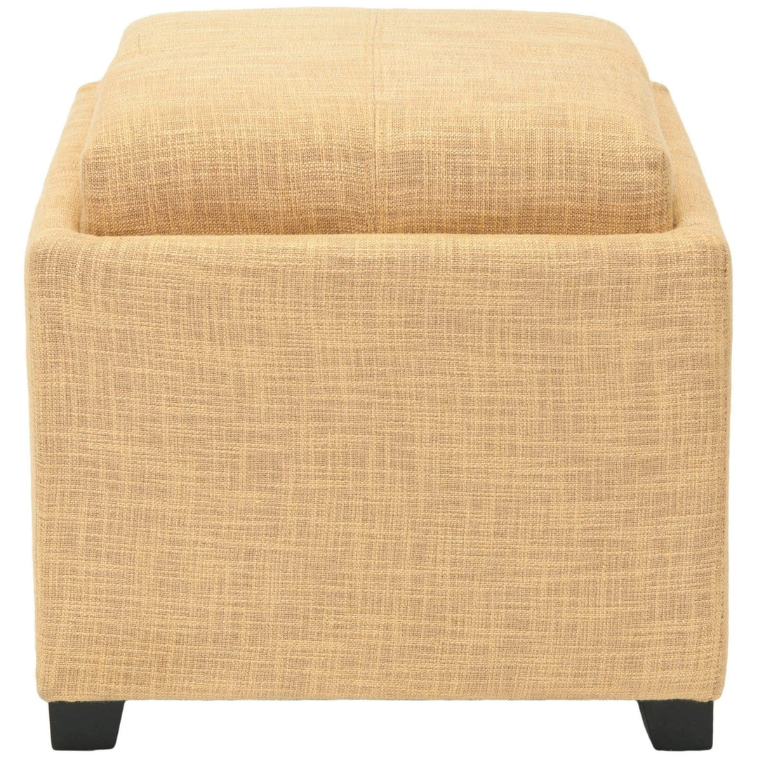 Storage Gold Viscose Tray Ottoman Transitional Solid Square Fabric Upholstered - Diamond Home USA
