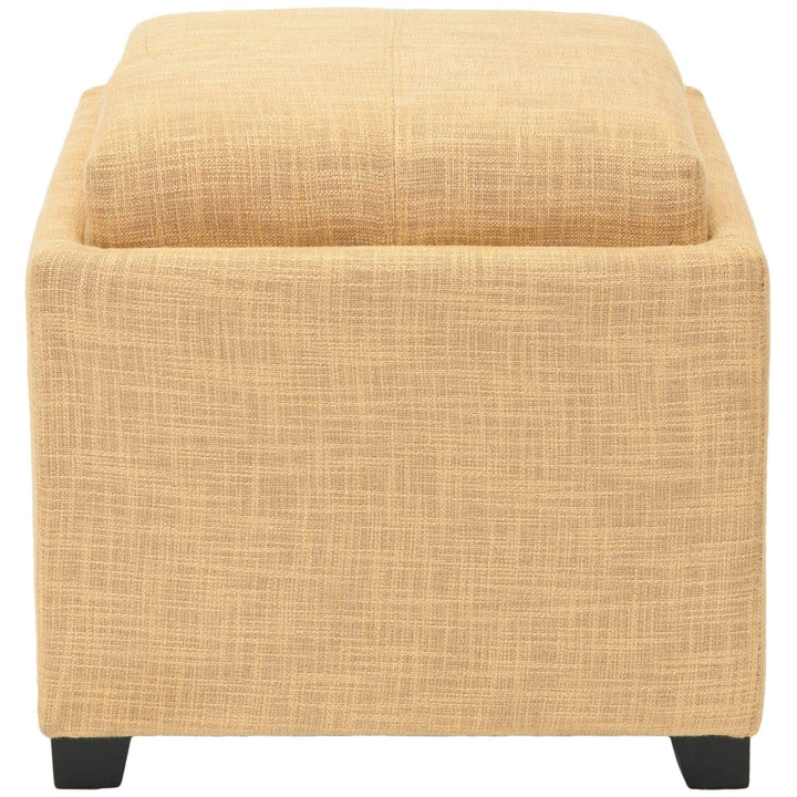 Storage Gold Viscose Tray Ottoman Transitional Solid Square Fabric Upholstered - Diamond Home USA
