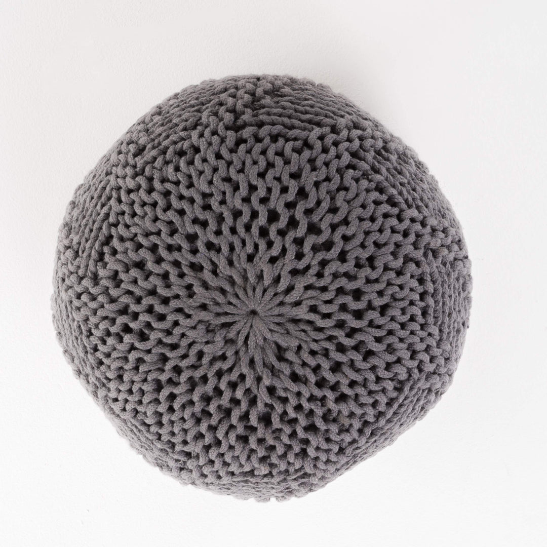 GDFStudio Outdoor Handcrafted Modern Fabric Weave Pouf Ottoman Foot Stool - Bean Dark Gray - Diamond Home USA