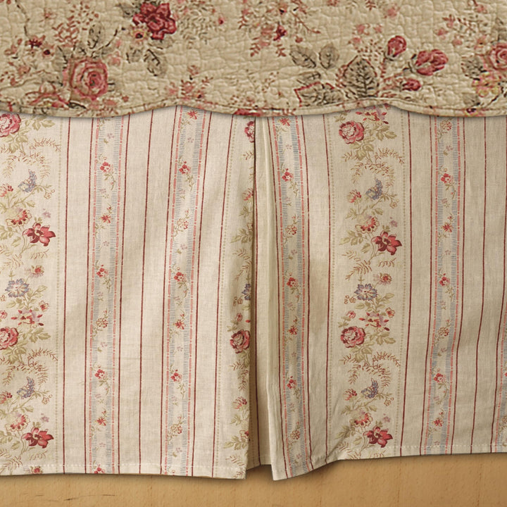 Finely Stitched Cottage Romantic Tailored Bed Skirt 15 inches Drop Floral