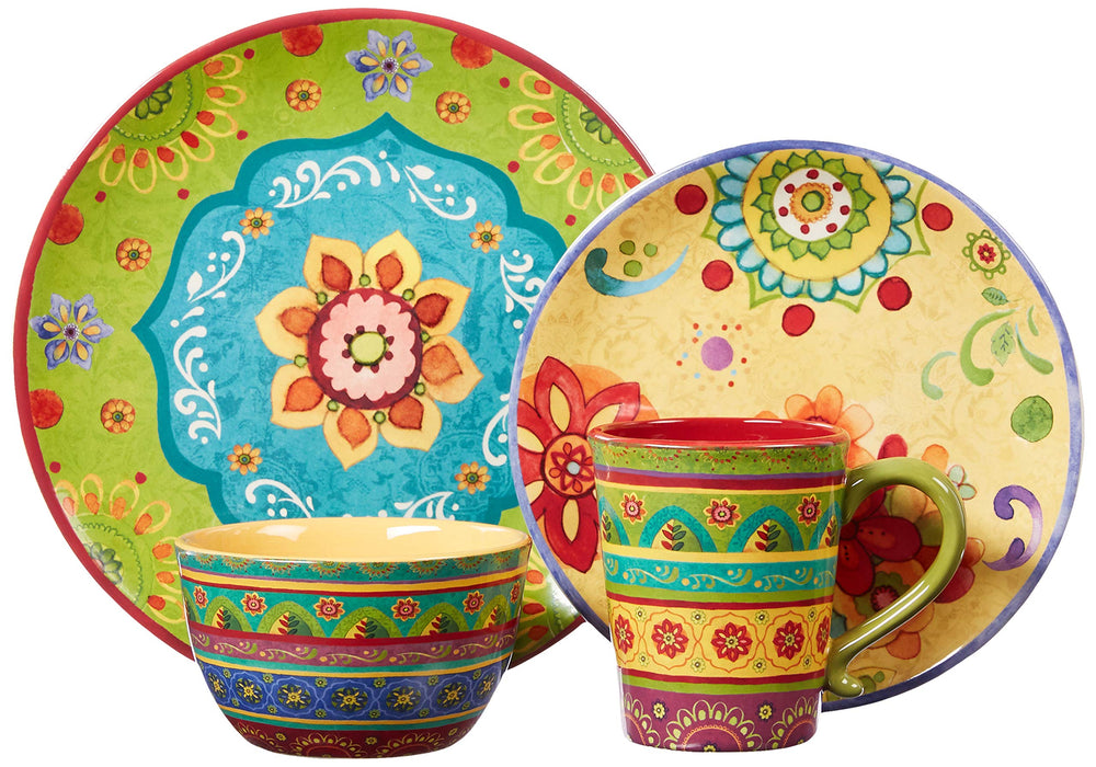Certified International Tunisian Sunset rvice for 4 Dinnerware Dishes 16 pc - Diamond Home USA