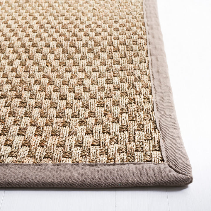 SAFAVIEH Natural Fiber Collection 6' Square Grey NF114P Border Basketweave - Diamond Home USA