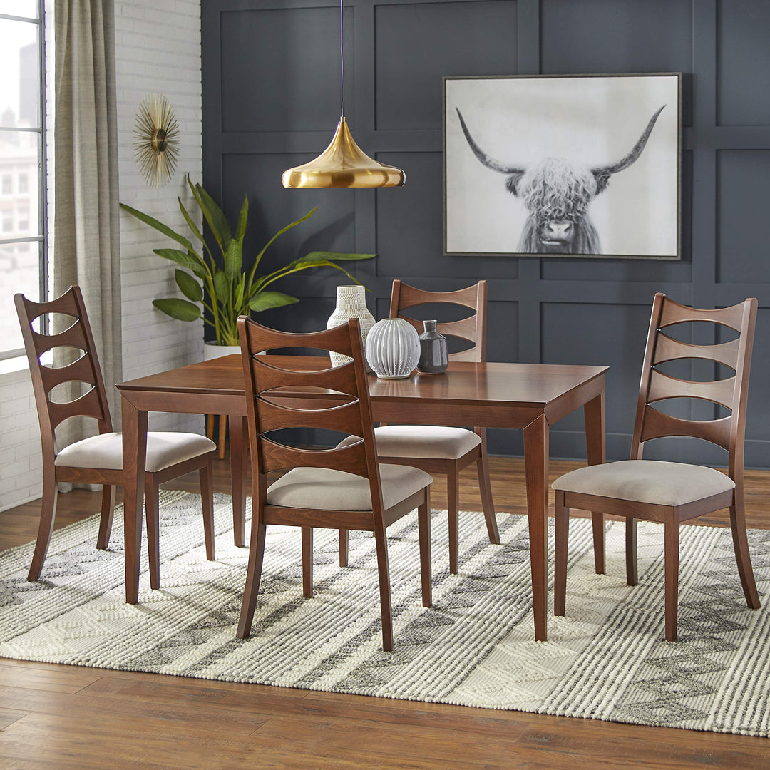 Lifestorey Lydon Mid Century Modern Dining Room Chair with Linen Fabric Seat Set - Diamond Home USA