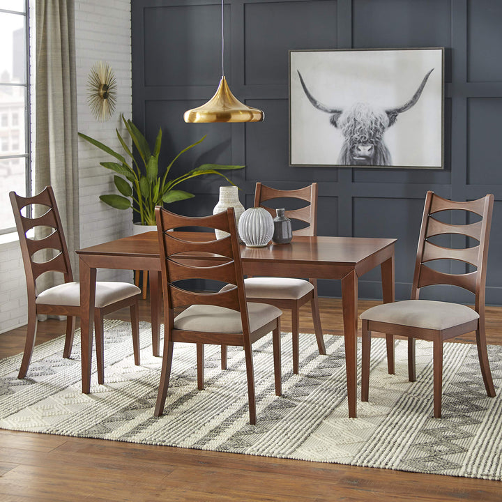 Lifestorey Lydon Mid Century Modern Dining Room Chair with Linen Fabric Seat Set - Diamond Home USA