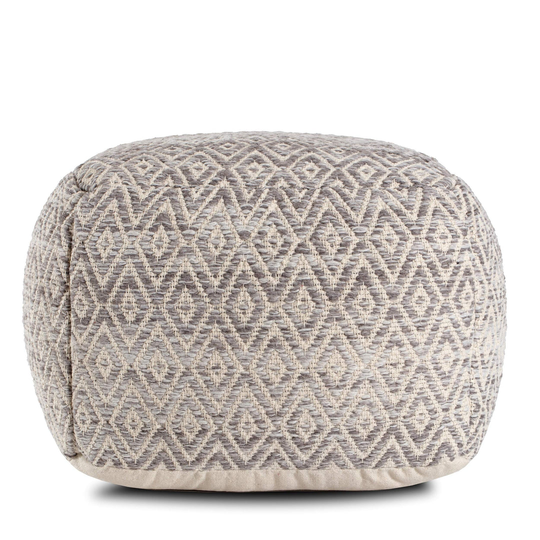 Gray 22-inch Square Pouf Grey Bohemian Eclectic Modern Contemporary Pattern - Diamond Home USA